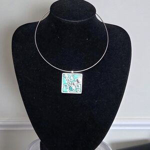 Silver and Blue Geometric Pendant Necklace.#MexicanSilver #SterlingSilver #925Si